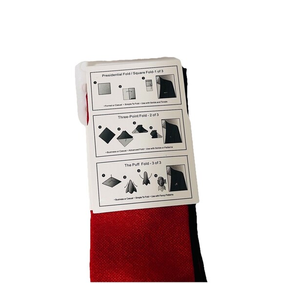 Stacy Adams Slim Tie and Hanky Red Geometric 2.75” Wide Handmade Microfiber New - Picture 5 of 8